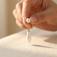 Pearl Drop Gold Dangle Earrings