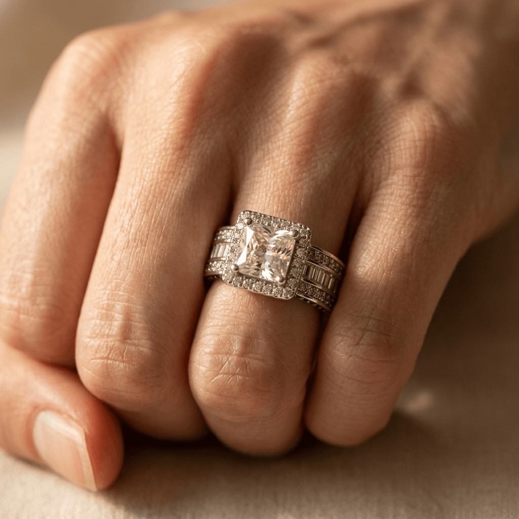Square Zirconia Inlay Stackable Ring