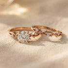 Vintage White Gold Filigree Oval Ring Set