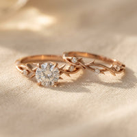 Vintage White Gold Filigree Oval Ring Set