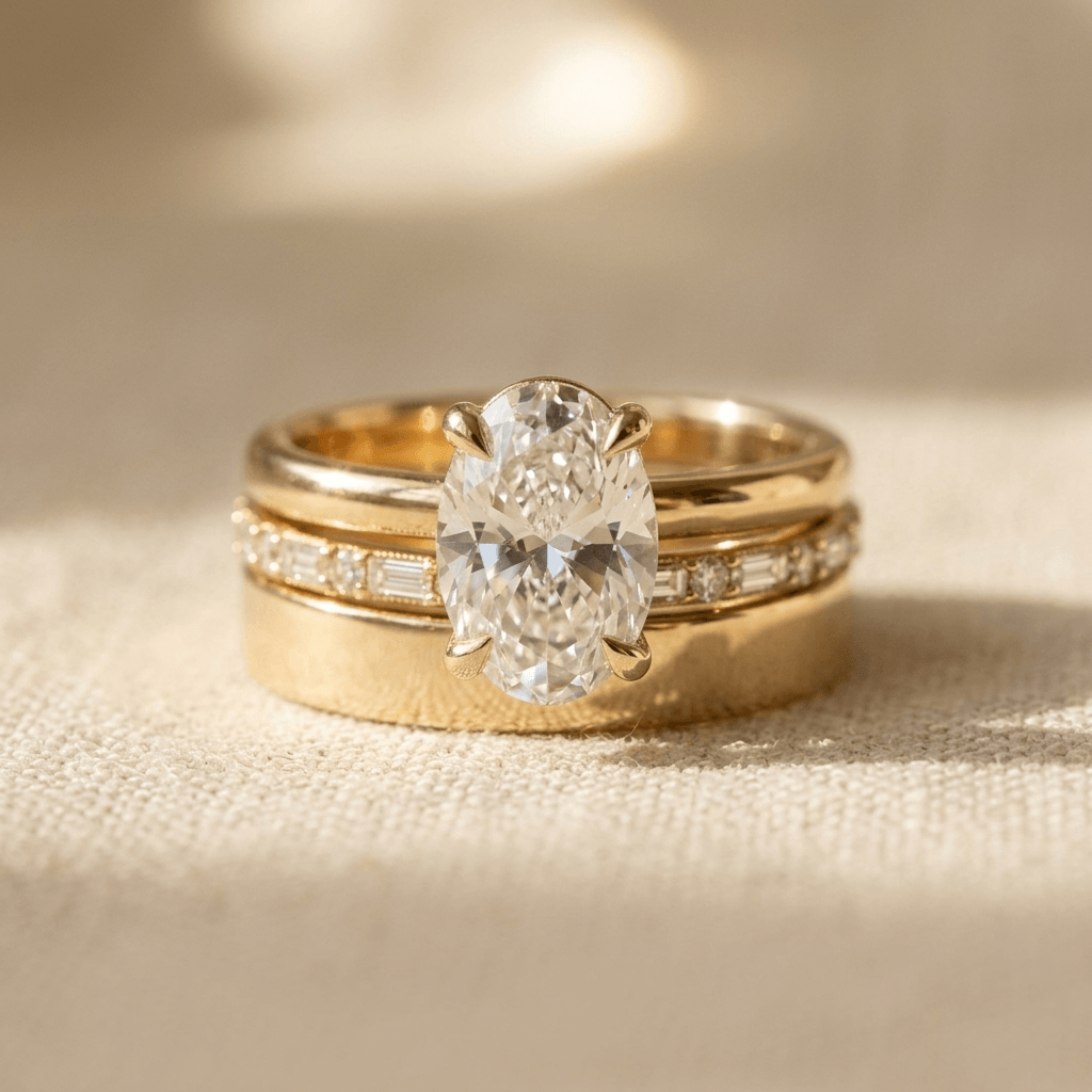 Elegant Oval Cubic Zirconia Bridal Ring Set
