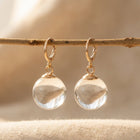 Clear Glass Ball Gold Huggie Earrings