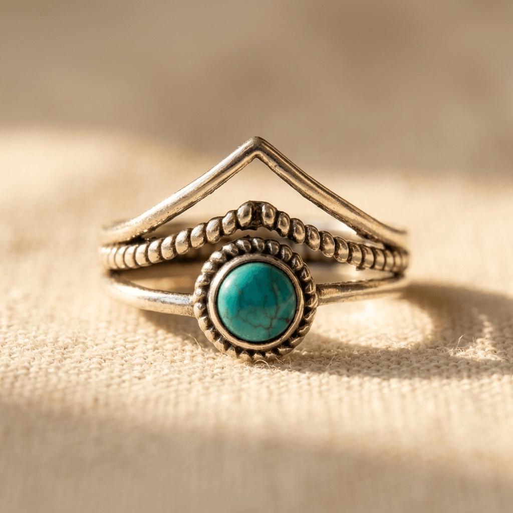 Retro Turquoise Marquise Bohemian Ring