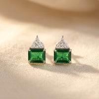 Green Clear Synthetic Gemstone Stud Earrings
