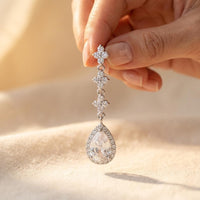 Silver Crystal Teardrop Chandelier Earrings