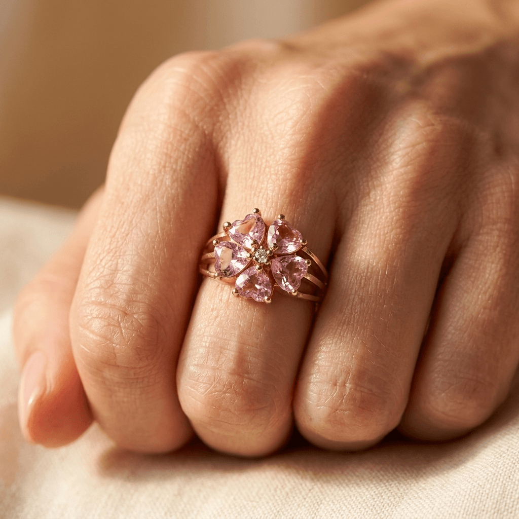 Elegant Gold Cubic Zirconia Floral Cluster Ring