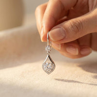 Sterling Silver Teardrop Diamond Dangle Earrings