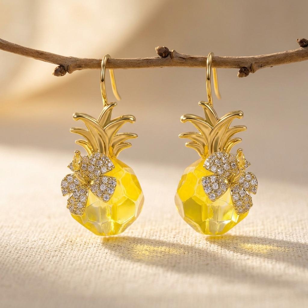 Pineapple Golden Resin Earrings