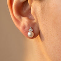 Pearl Round Necklace Earrings Jewelry Set