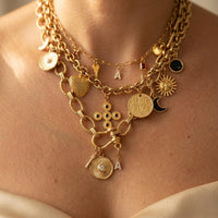 Golden Pearl Charm Necklace
