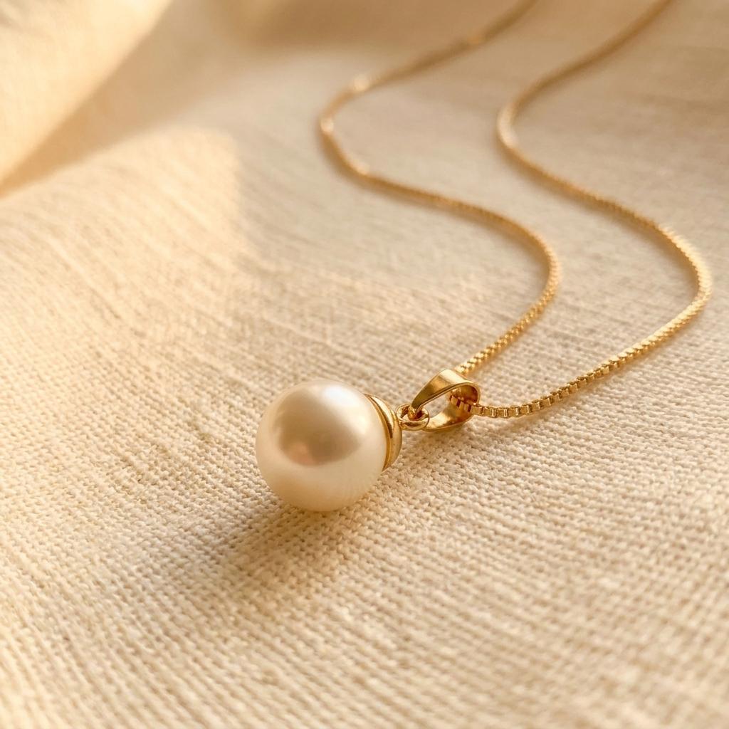 Elegant Pearl White Gold Pendant Necklace