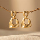 Brushed Gold Hollow Square Drop Earrings