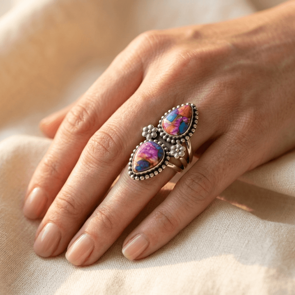 Bohemian Turquoise Inlaid Statement Ring