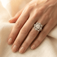 Elegant Zirconia Lotus Flower Engagement Ring