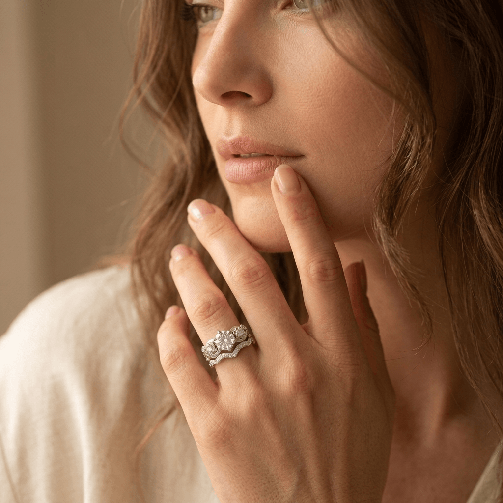 Rose Flower Wavy Hollow Band Ring