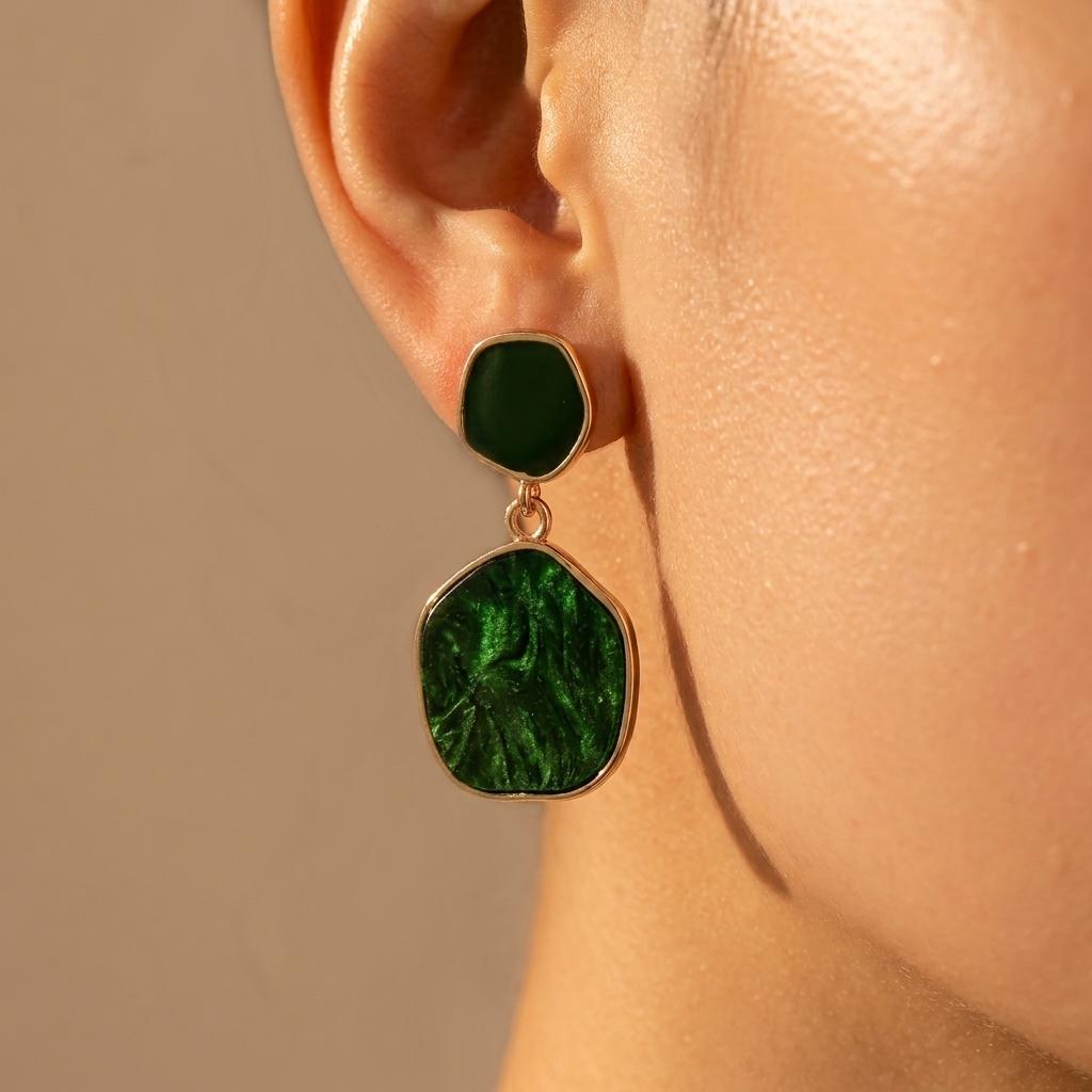Vintage Geometric Resin Dangle Earrings