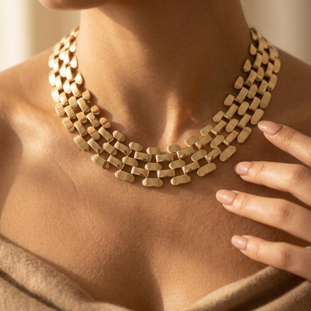 Hexagonal Hollow Chain Necklace