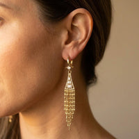 Gold Tassel Chandelier Drop Earrings