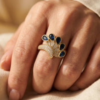 Art Deco Gold Blue Sapphire Ring