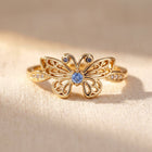 Vintage Gold Filigree Butterfly Blue Sapphire Ring
