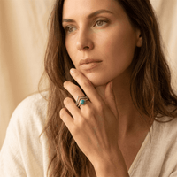 Retro Turquoise Marquise Bohemian Ring