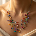 Colorful Silver Multi Gemstone Layered Necklace