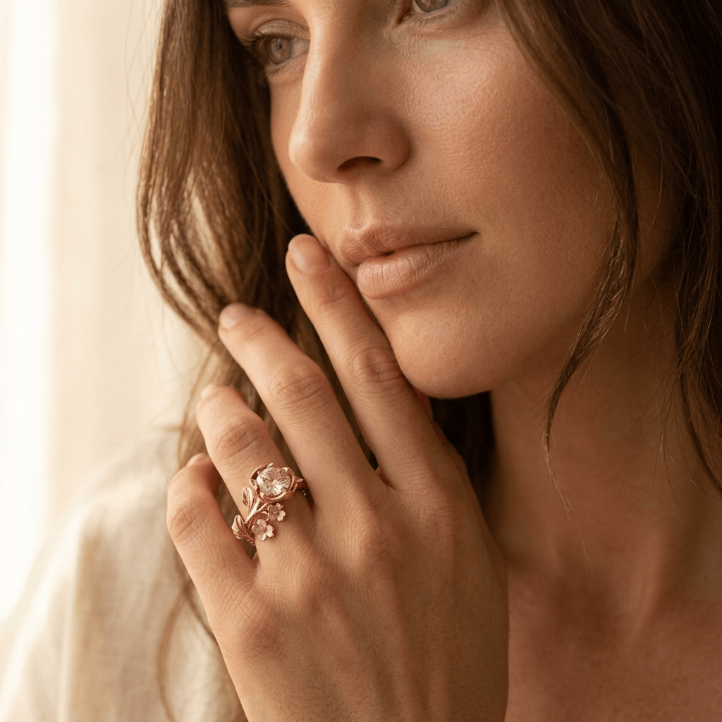 Luxurious Floral Zirconia Engagement Ring