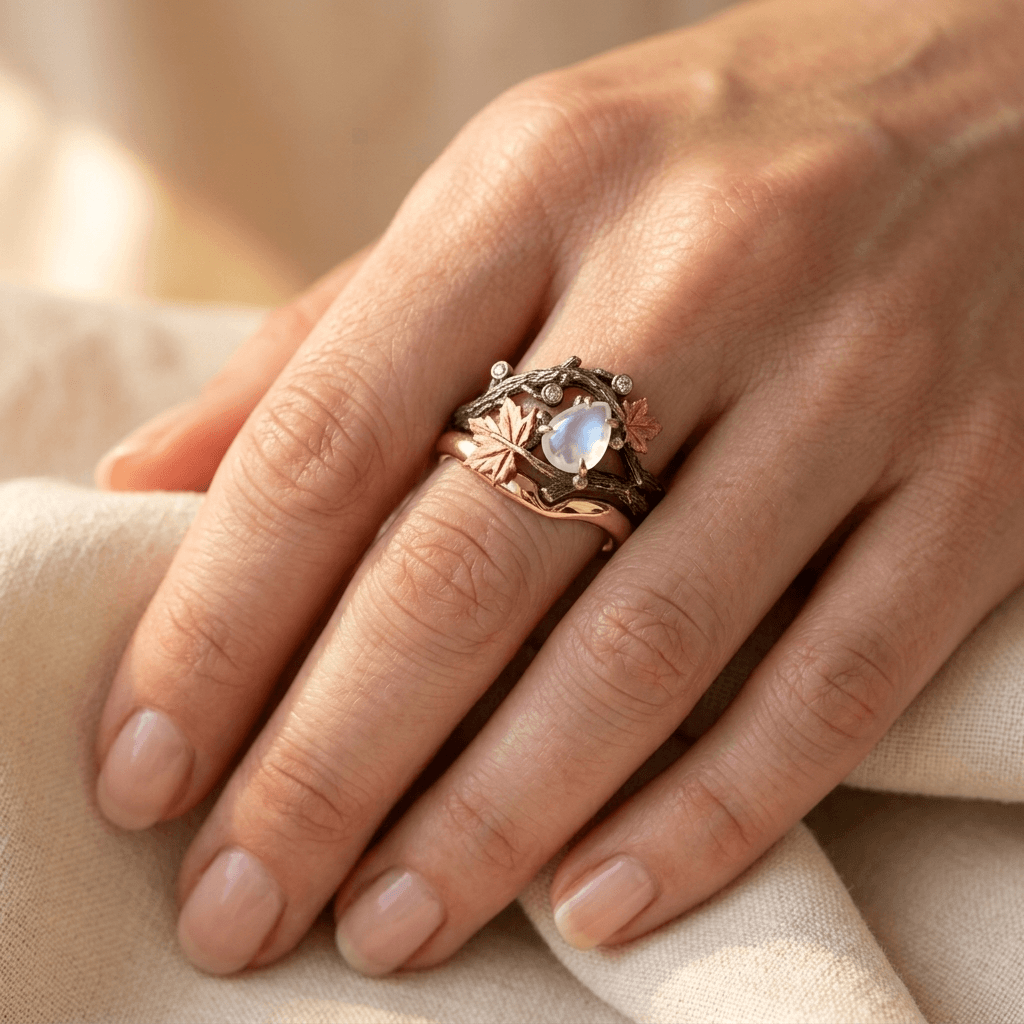 Boho Vintage Stone Wedding Engagement Ring