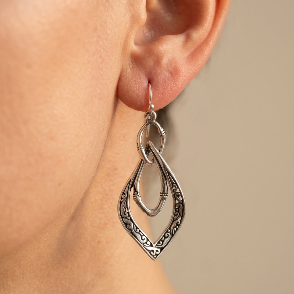Vintage Silver Filigree Teardrop Earrings