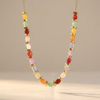 Colorful Gold Oval Beaded Necklace