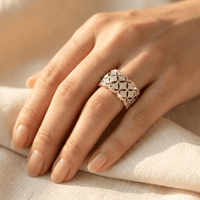 Luxurious Zirconia Inlaid Wide Statement Ring