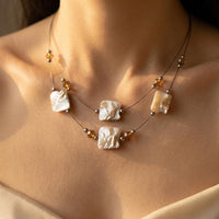 Elegant Daisy Shell Pendant Jewelry Set