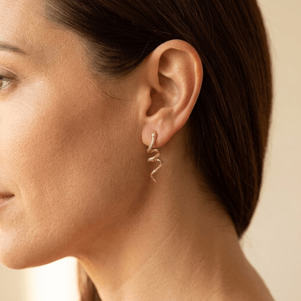 Twisted Gold Snake Stud Earrings
