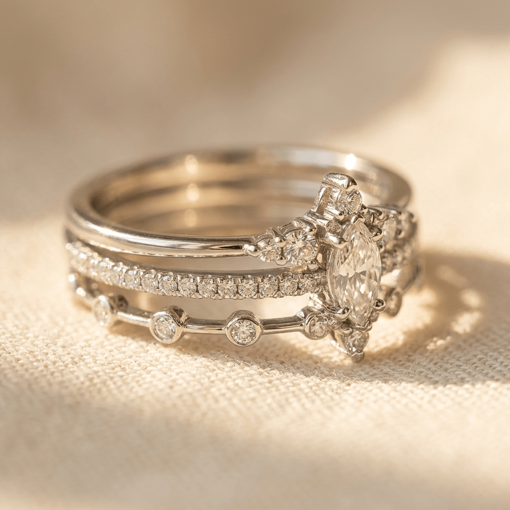 Inlaid Synthetic Zirconia Stackable Ring