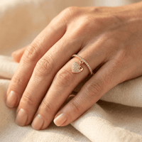 Gold Pavé Heart Charm Stacking Ring