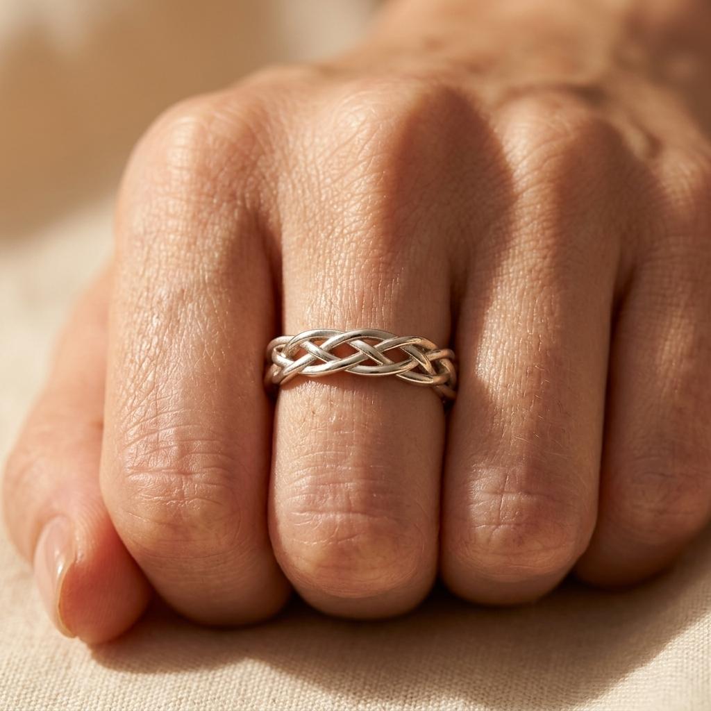 Twisted Silver Woven Band Ring