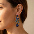Gold Blue Sapphire Teardrop Earrings