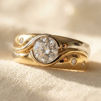 Two Tone Gold Bezel Round Diamond Ring