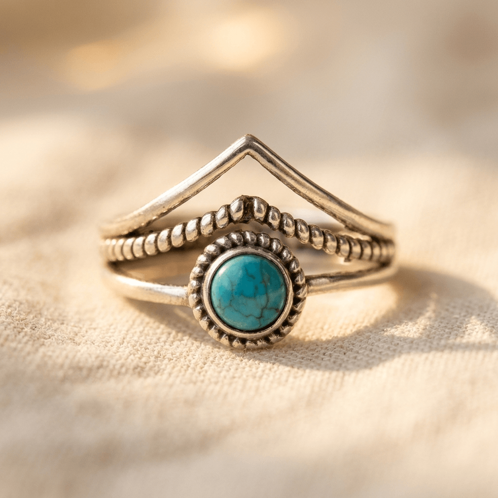 Retro Turquoise Marquise Bohemian Ring