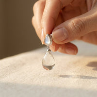 Moonstone Crystal Teardrop Silver Drop Earrings