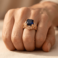 Vintage Boho Blue Zirconia Oxidized Band Ring