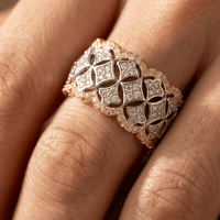 Luxurious Zirconia Inlaid Wide Statement Ring
