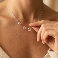 Minimalist Silver Crystal Graduated Bead Necklace