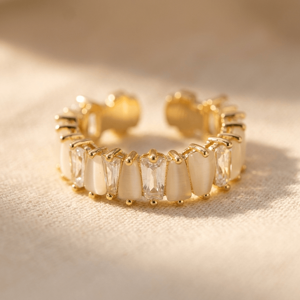 Luxurious Wide Band Triple Zirconia Stone Ring