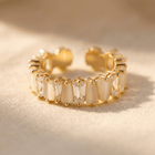 Luxurious Wide Band Triple Zirconia Stone Ring