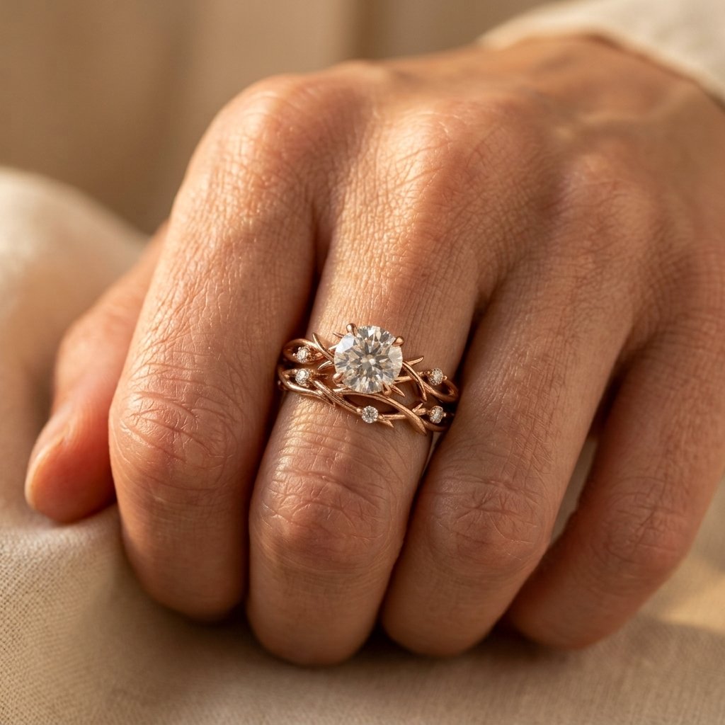 Vintage White Gold Filigree Oval Ring Set