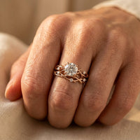 Vintage White Gold Filigree Oval Ring Set