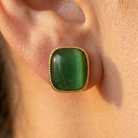 Rectangular Cats Eye Stone Jewelry Set
