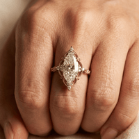 Vintage Bohemian Copper Marquise Rose Quartz Ring