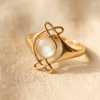 Gold Pearl Infinity Knot Ring